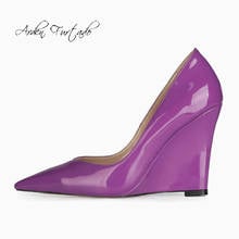 Arden Furtado 2021 Spring autumn Fashion Wedges Women's Shoes Elegant Pointed Toe yellow blue purple yellow slip on Pumps 41 42 2024 - buy cheap