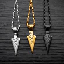 Fashion 2021 Men's Fashion Jewelry Gold black  Arrow Head Pendant Long Chain Necklace mens stainless steel necklaces 2024 - buy cheap