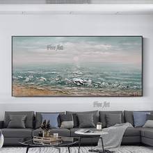 Nova sala de estar decoração grande tamanho pintura a óleo lona seascape quadro conjunto do painel arte interior pintura parede design pôr do sol cenário 2024 - compre barato