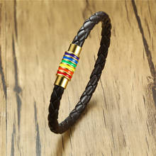 Letapi magnético de aço inoxidável 316l, pulseira trançada artesanal do orgulho lgbtq + arco-íris, joias para homens e mulheres 2024 - compre barato