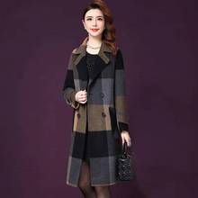 Plaid woolen coat female New Autumn Winter Womens coats Double-breasted Ladies Cashmere coats Large size Middle age clothing 2024 - buy cheap