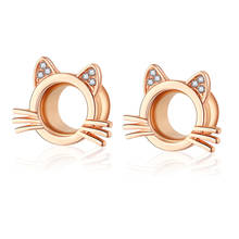 Rose Gold Cat Black Tunnel Stainless Steel Screw Fit Ear Flesh Tunnel Earring Plug Expander Body Jewelry Piercing Earlet Gauges 2024 - buy cheap