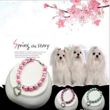 Fashion Pet Collars Puppy Dog Cat Pearl Necklace Pet Accessories Love Diamond Pets Dogs Cats Collar & Leads Jewelry 2024 - buy cheap