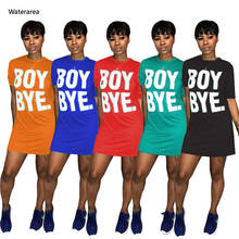 2020 Summer Women Boy Bye Letter Print Bodycon Tee Midi Dress Elegant Office Lady Sporty O-neck T-shirt Mini Dresses Vestidos 2024 - купить недорого
