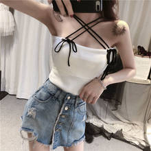 Women Corset Tops 2020 Sexy Knitted Spaghetti Straps Midriff-Baring Top Tank Camis Crop Top For Women 2024 - buy cheap