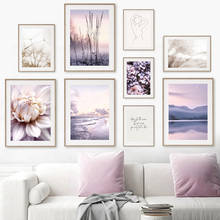 Purple Flower Lake Reed Beach Dandelion Quotes Wall Art Canvas Painting Nordic Posters And Prints Decor Pictures For Living Room 2024 - buy cheap