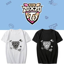 Nova camiseta de manga curta do kpop two run 20x20 2020, dhyun cheep up, tzuyu, gola redonda, kpop, camisa de algodão unissex solta k-pop 2024 - compre barato