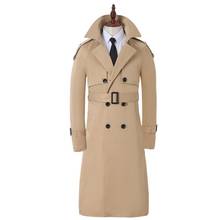 Mens trench coats man spring and autumn england long coat men double breasted clothes slim fit overcoat long sleeve khaki brown 2024 - buy cheap