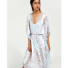 2020 Robe Gown Sexy Silk Nighties Sleepwear Kimono Womens Print Nightwear For Women Lace Peignoir Sets Bathrobe H914 2024 - buy cheap