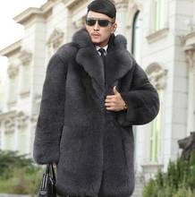 Autumn grey faux mink fur leather jacket mens winter thicken warm fur leather coat men loose jackets fashion B244 2024 - buy cheap