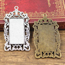 2pcs New 38x19mm Inner Size Antique Bronze Silver Color Rectangle Flower Style Cabochon Base Setting Charms Pendant 2024 - buy cheap