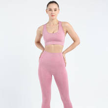 Conjunto de Yoga sin costuras para mujer, ropa deportiva femenina, mallas de gimnasio, Sujetador deportivo acolchado de realce, 2 uds. 2024 - compra barato