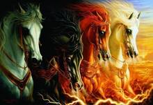 Four horses flame steed Needlework Cross stitch 14CT Unprinted Embroidery kits Arts Cross-Stitching,DIY Handmade Home Decor 2024 - buy cheap