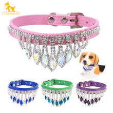 Luxury Rhinestone Dog Collar Bling Pet Crystal Necklace Puppy Neck Strap Collars for Small Dog Cat Collar Pink Green Blue Purple 2024 - buy cheap