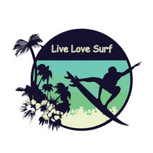 Hot Car Sticker Live Love Surf  Funny Sport Motorcycle Accessories KK Vinyl Cover Scratches Waterproof PVC 11cm X 13.9cm 2024 - buy cheap