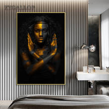 Золотая черная Картина на холсте «женщина» африканские художественные женские плакаты современные картины для настенные картины для гостиной украшение дома Cuadro 2024 - купить недорого