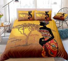 Juego de funda nórdica Afro para mujer africana, ropa de cama suave, Tribal, dorada, para el hogar 2024 - compra barato