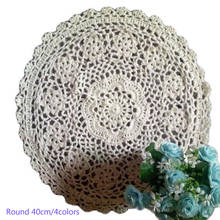 Vintage Lace Round cotton table place mat pad Cloth crochet placemat cup mug Christmas tea coffee coaster New Year doily kitchen 2024 - buy cheap