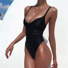 Body de Color sólido con espalda descubierta para mujer, bañador Sexy de una pieza, traje de baño ajustable, ropa de baño de verano, Monokini para playa 2024 - compra barato