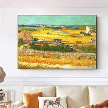 Pintura al óleo de Van Gogh sobre lienzo para decoración del hogar, pósteres e impresiones de la escena de la "Harvest At Harvest" en la pared, papel tapiz para decoración del hogar 2024 - compra barato