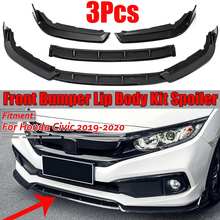 3PCS Car Front Bumper Splitter Lip Splitters Diffuser Lip Body Kit Protector Spoiler Cover Trim For Honda For Civic 2019-2020 2024 - buy cheap