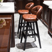 Bar chair modern minimalist solid wood bar stool high stool creative bar stool Nordic home high stool 2024 - buy cheap
