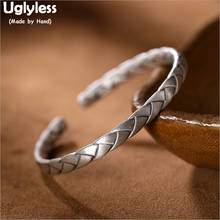 Uglyless Solid 999 Full Silver Twsit Bangles Women Thai Silver Handmade Fine Jewelry Simple Fashion Twisted Open Bangles BA587 2024 - buy cheap