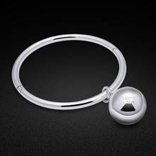 Pulseira de prata antiga com bainha, bracelete sólido de prata esterlina 925, pulseira com sino pequeno, joia para mulheres 2024 - compre barato