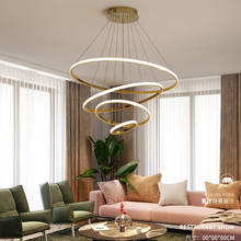 Lustre cromado moderno com pingente, luminária pendente estilo nórdico, 4 ou 3/2 anéis, para sala de estar e sala de estar 2024 - compre barato
