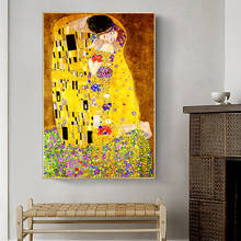 Classic Artist Gustav Klimt kiss Abstract Oil Painting on Canvas Print Poster Modern Art Wall Pictures For Living Room Cuadros 2024 - buy cheap