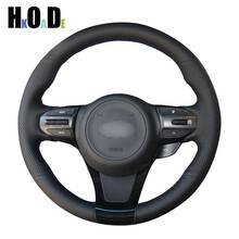 Black Genuine leather Steering Wheel Cover Hand-stitched Car Steering Wheel Covers Wrap for Kia K5 Optima 2014 2015 2024 - buy cheap