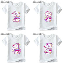 Boys/Girls Cartoon Unicorn Number 1-9 Print T shirt Children Happy Birthday Gift Clothes Kids Summer Funny Baby T shirt,ooo5238 2024 - buy cheap