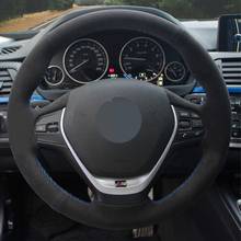 DIY Black Suede Car Steering Wheel Cover For BMW 3 Series F30 F31 F34 318i 320i 320d 328i 330i 330e 330d 335i 340i 2012-2019 2024 - buy cheap