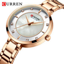 Часы CURREN женские кварцевые, роскошные брендовые водонепроницаемые наручные, с браслетом из розового золота, 2021 2024 - купить недорого