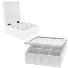 Caixa de madeira para chá, com tampa articulada transparente, 9 seções de armazenamento, caixa de madeira, novo, 2021 2024 - compre barato