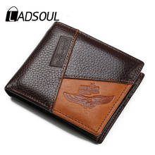 Ladsoul carteira masculina de couro pu, bolso com zíper, carteira masculina de couro legítimo, alta qualidade, bolsa para moedas, carteira com retalhos 2024 - compre barato