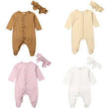 Infant Baby Boy Girl Romper Long Sleeve Sleepwear Pyjamas Headband Clothes 2024 - buy cheap