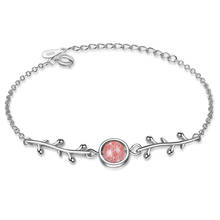Modaone natural morango cristal lucky pulseira para mulher presente 925 folhas de prata esterlina pulseira pulseira 2024 - compre barato