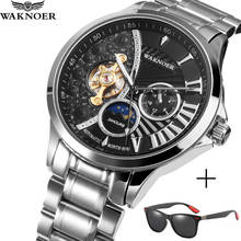 WAKNOER Brand Men Watches Automatic Mechanical Watch Tourbillon Sport Clock Stainless Steel Business Wrist Watch Reloj Hombre 2024 - buy cheap