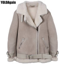 Ylolagain jaqueta feminina de pele de corvino, inverno, quente, para moças, camurça, jaqueta, motocicleta 2024 - compre barato