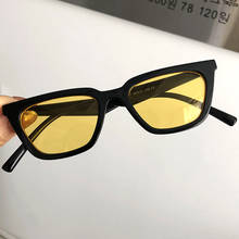 Модные брендовые дизайнерские солнцезащитные очки "кошачий глаз" женские солнцезащитные очки в стиле ретро, 2021 роскошные маленькие рамки солнцезащитные очки для мужчин в стиле 90-х черного, желтого цвета линзы), очки в ретро стиле 2024 - купить недорого