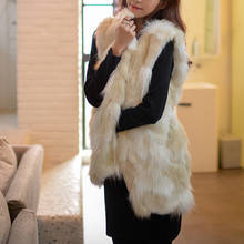 Sleeveless V-neck Soft Hairy Waistcoat High Quality Fur Vest Coat Plus Size 3XL Women Autumn Winter Fur Women Jacket Outerwear 2024 - buy cheap