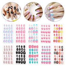 24Pcs Detachable Kids Full Cover False Nails Press On Self Adhesive Nail Manicure Tips Candy Color Fake Nails Nail Art For Child 2024 - buy cheap