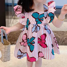 Vestido de princesa infantil feminino de 2 a 6 anos, listrado, laço, festa, verão, novo, 2021 2024 - compre barato