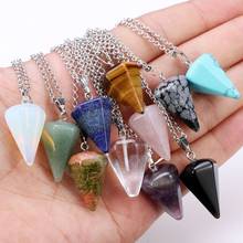 Natural Crystal Stone Pendant Collarbone Necklace Hexagonal Reiki Chakra Bohemia Boho Jewelry Chain Necklace For Women 2024 - buy cheap
