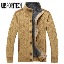 Cardigã de veludo de lã, forro de pelo grosso para homens, casacos para outono, cardigã quente, jaqueta masculina 2024 - compre barato