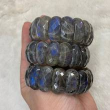 Pulseira de pedra labradorite azul do arco-íris, pedra natural de pedra, joia fina para mulher para homem para presente atacado 2024 - compre barato
