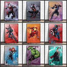 Pintura em tela de anime super-herói marvel, homem de ferro, homem-aranha, arte da parede, capitão américa, pôster, arte de parede, imagem para decoração de casa 2024 - compre barato