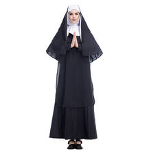 Disfraz de la Virgen María para mujer, traje Sexy largo de color negro, traje de las hermanas malvadas, religión árabe, monje, fantasma, uniforme para Halloween 2024 - compra barato