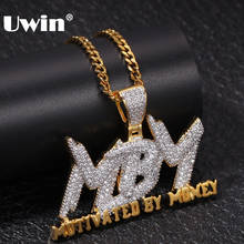 UWIN Motivated By Money Letter Necklace Paved Iced Out AAA Cubic Zirconia Chain Men Women Hiphop Jewelry Pendant 2024 - buy cheap